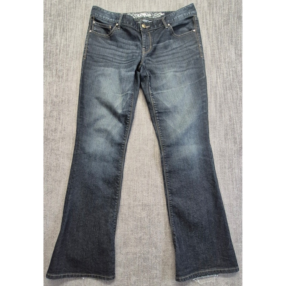 Express Zelda Barley Boot Slim fit Ultra low rise dark wash denim jeans women 6s